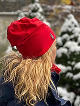 Čiapky, čelenky, klobúky - Bavlnená čiapka, nákrčník alebo set farba červená. - 16538346_
