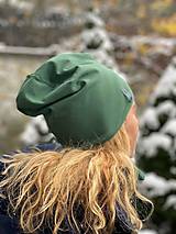 Čiapky, čelenky, klobúky - Bavlnená čiapka, nákrčník alebo set farba hráškovo zelená. - 16538418_
