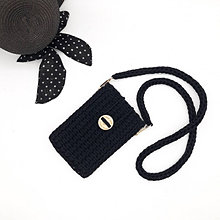Kabelky - MINI kabelka na mobil (čierna) - 16538651_