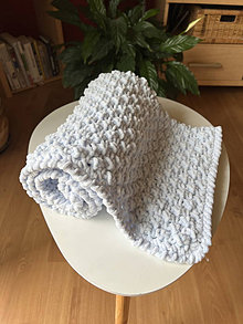 Detský textil - Ručně pletená žinylková deka pro miminko - bledě modrá - 16536855_