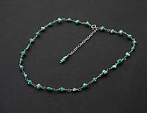 Náhrdelníky - Surový tyrkys, retiazkový obojstranný náhrdelník, oceľ 316 L - 16537187_