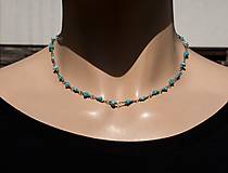 Náhrdelníky - Surový tyrkys, retiazkový obojstranný náhrdelník, oceľ 316 L - 16537191_
