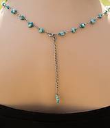 Náhrdelníky - Surový tyrkys, retiazkový obojstranný náhrdelník, oceľ 316 L - 16537195_