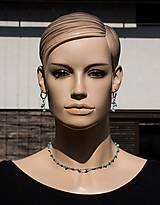 Náhrdelníky - Surový tyrkys, retiazkový obojstranný náhrdelník, oceľ 316 L - 16537197_