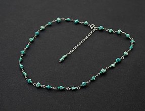 Náhrdelníky - Surový tyrkys, retiazkový obojstranný náhrdelník, oceľ 316 L - 16537187_