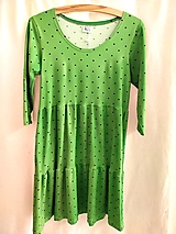 Šaty - Dámské volánové šaty puntík na zelené S/M - 16537856_