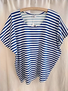 Topy, tričká, tielka - Dámské triko modrobílý pruh-L/XL - 16539156_