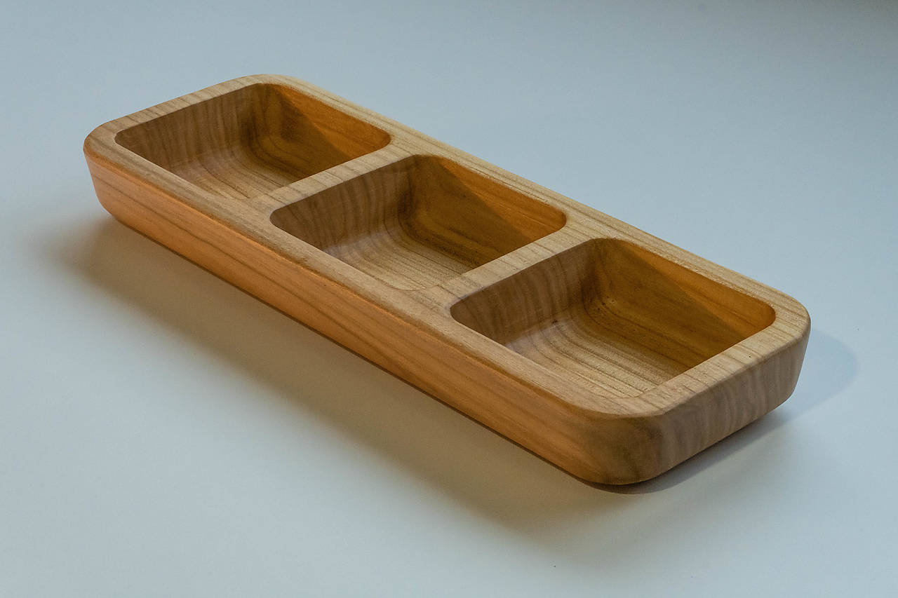 Drevená miska (3priehradky) (čerešňa)