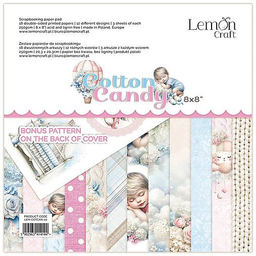Papier - Scrapbook papier Lemoncraft Cotton Candy 8x8 - 16542343_
