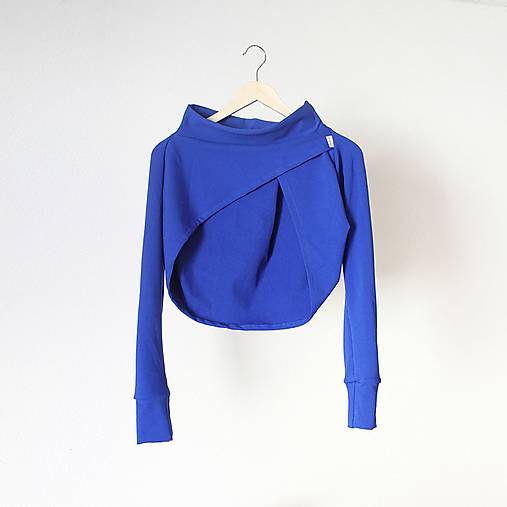 Svetre a kardigány - Modré asymetrické bolero - 16540778_