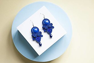 Náušnice - Liliana - Blue soutache earring - ručne šité šujtášové náušnice - 16541264_