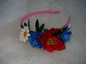 Čiapky, čelenky, klobúky - čelenka poľné kvety plastový základ - 16540495_
