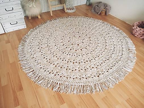 Úžitkový textil - VINTAGE háčkovaný koberec - 16539880_