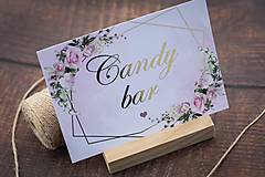 Papiernictvo - Candy bar - informačná kartička "Ružový kvet" - 16541722_