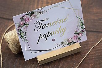Papiernictvo - Tanečné papučky - informačná kartička "Ružový kvet" - 16541716_