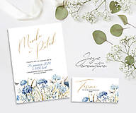 Papiernictvo - Svadobné oznámenie s modrými lúčnymi kvetmi, pozvánky zdarma A06 - 16540247_