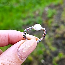 Prstene - Prsteň*perla*dúhový hematit*Ag - 16539977_