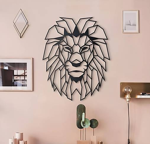 Drevený obraz Lev - "Geometric Lion"
