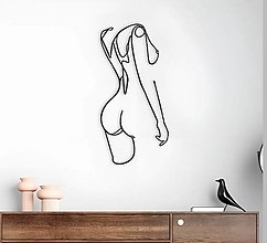 Dekorácie - Drevený obraz na stenu - Žena "Line Girl" - 16542371_