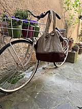 Nákupné tašky - Plátenná nákupná taška, upcyklovaná v hnedom - 16541495_