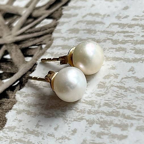 Freshwater Pearls Stud Earrings / Napichovacie náušnice so sladkovodnými perlami E033