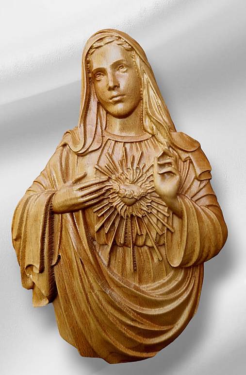 Dekorácie - 3D Drevorezba Panna Mária. (400 x 300 x 33) - 16544437_