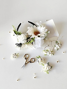 Čiapky, čelenky, klobúky - Frida kvetinový set "neha v bielych perinách" - 16545209_