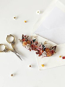 Čiapky, čelenky, klobúky - Frida kvetinový set "na sklonku dní"  (Náušnice - 6 cm priemer) - 16545305_