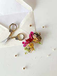 Čiapky, čelenky, klobúky - Frida kvetinový set "letná záhrada"  (Náušnice - klipsne) - 16545350_