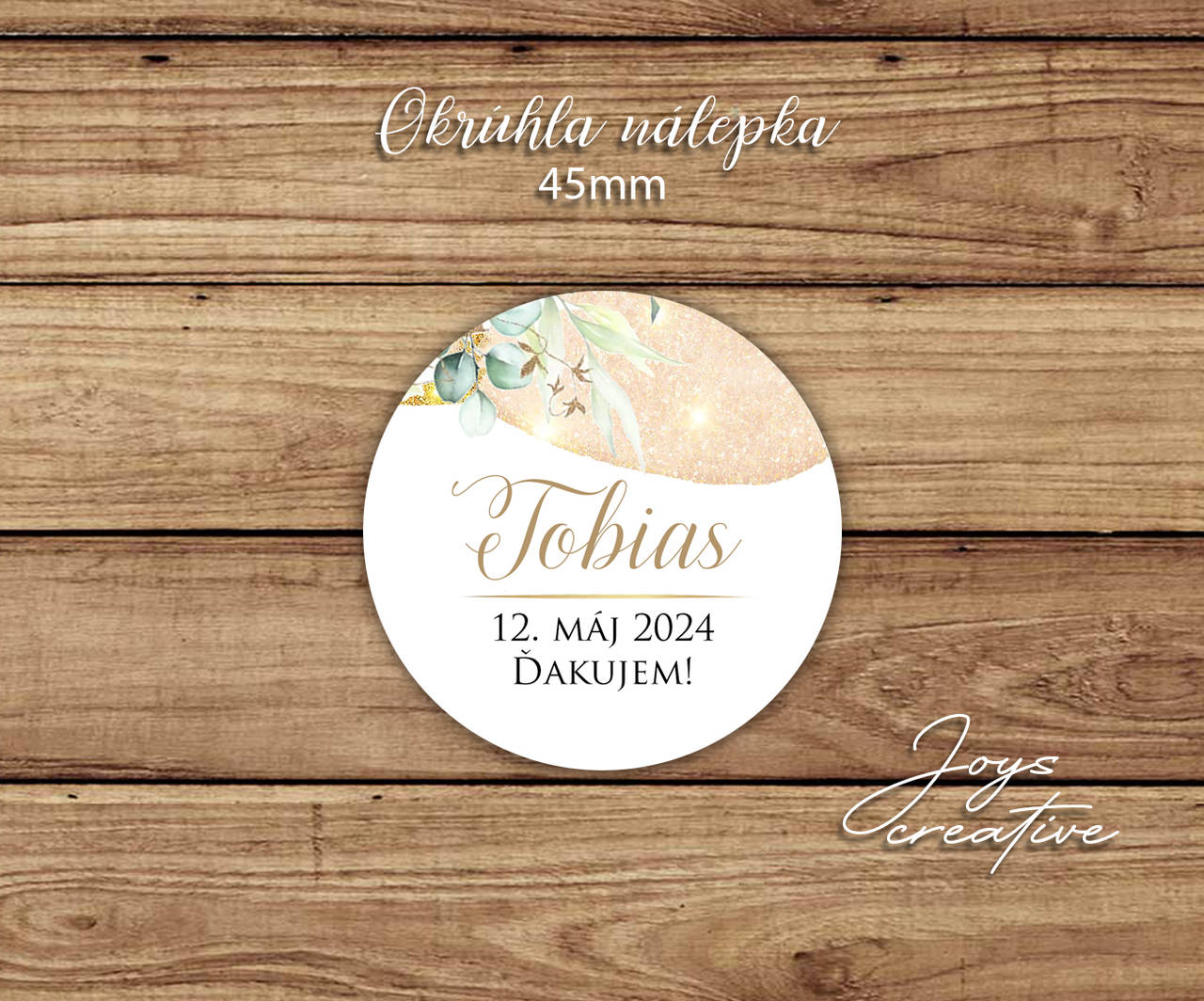 Nálepky  na výslužky na 1. sväté prijímanie,  priemer 40mm B01 (zlaté)