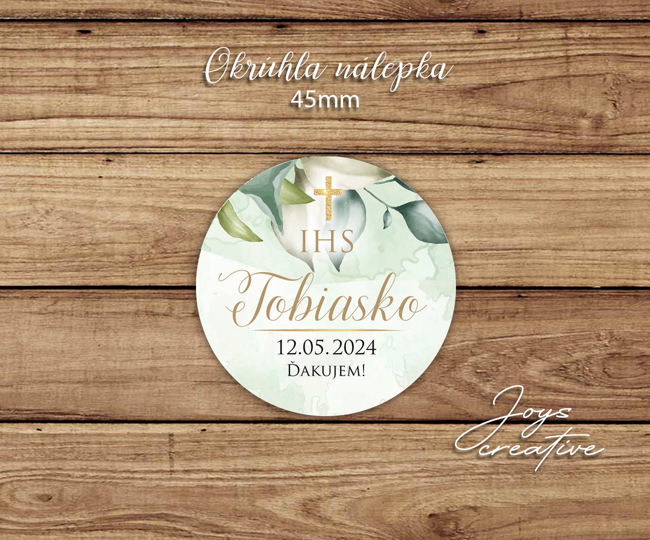 Nálepky  na výslužky na 1. sväté prijímanie,  priemer 40mm B01 (zelené)