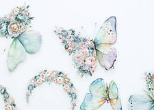 Papier - Na motýlích krídlach " powder beauty" - nálepky - 16545021_