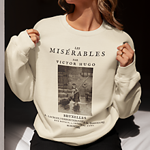 Mikiny - Literárna mikina Bedári / Les Miserables, Victor Hugo - Béžová - 16544527_