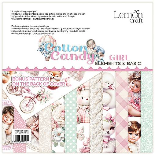 Scrapbook papier Lemoncraft Cotton Candy Girl 8x8
