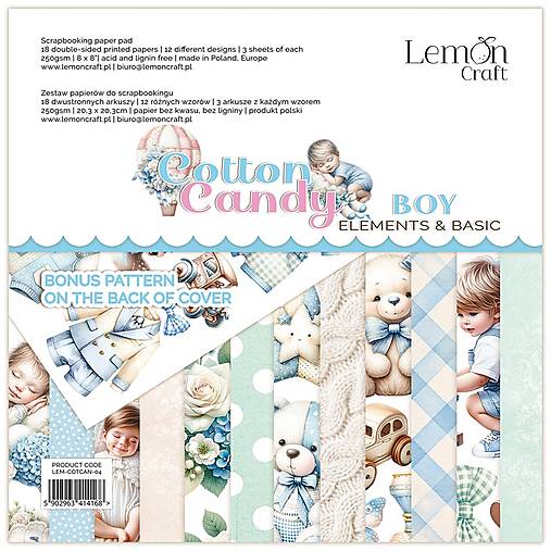 Scrapbook papier Lemoncraft Cotton Candy Boy 8x8