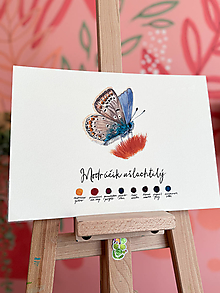 Kresby - "V motýlej záhrade- Modráčik" print - 16545642_