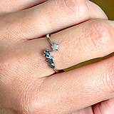 Prstene - Diamond Star AG925 Ring / Jemný strieborný prsteň s modrým diamantom a hviezdami E032 - 16548029_