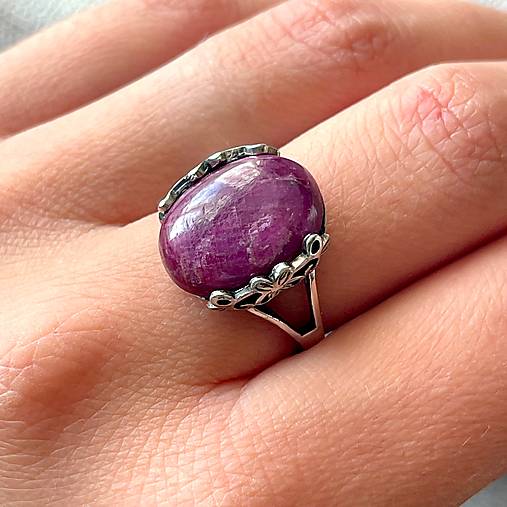 Natural Ruby Filigree AG925 Silver Ring  / Strieborný prsteň s rubínom E033