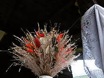 Dekorácie - Sušená kytica z tráv - červená - 16546789_