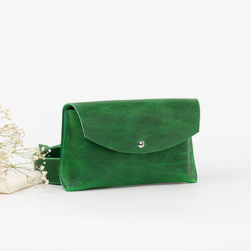 Kožená kabelka a ľadvinka Lilly (crazy green)