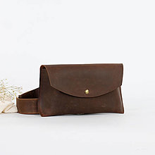 Kabelky - Kožená kabelka a ľadvinka Lilly (crazy hnedá) - 16546245_