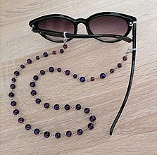 Iné šperky - Retiazka na okuliare - tmavofialové perly - chirurgická oceľ - 16546142_