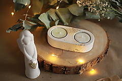 Svietidlá - Svietnik na 2 čajové sviečky (Biela) - 16546649_