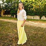 Sukne - Světle žlutá dlouhá plisovaná sukně - 16546409_