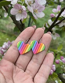 Náušnice - *Colourful strip midi hearts* - 16547541_