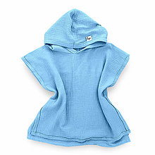 Iné oblečenie - Detské mušelínové pončo s kapucňou baby blue - 16546367_
