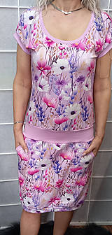 Šaty - Šaty - květy na růžové XS - XXXL - 16547055_