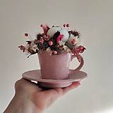Dekorácie - Šálka s čiapkou kvetinovej peny (16x16 cm - Ružová) - 16547032_