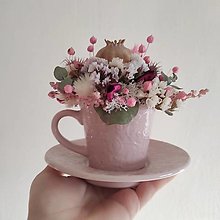 Dekorácie - Šálka s čiapkou kvetinovej peny (16x16 cm - Ružová) - 16547033_