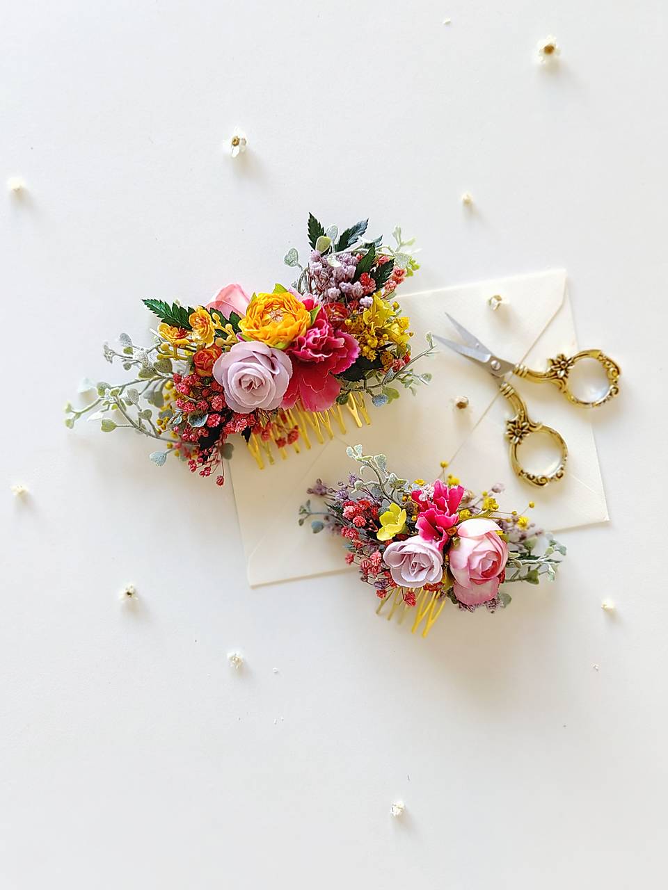 Kvetinový hrebienok "bozky horúceho leta" - dve veľkosti 
